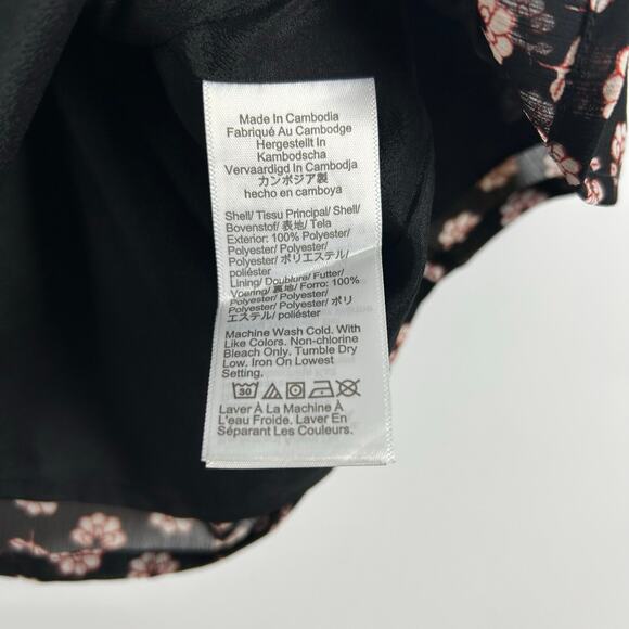 J Crew Ruffle Sleeveless Button Front Floral Black Blouse Coquette Womens Size 0 - Picture 7 of 12